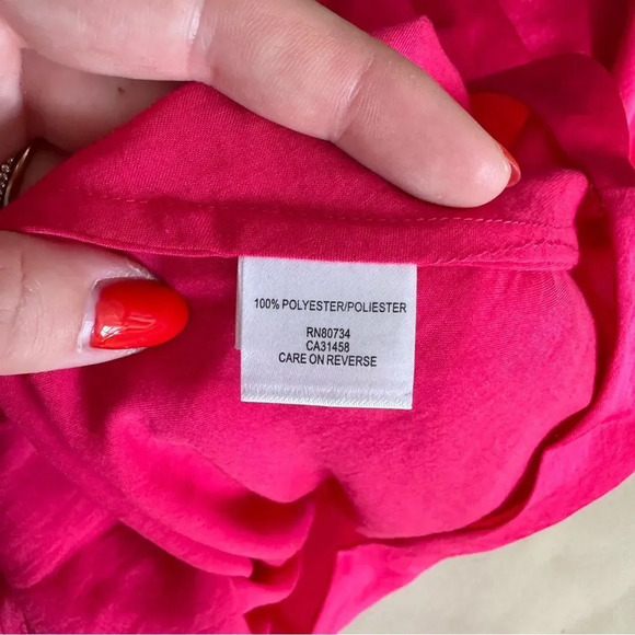 BCBG Max Azria Women's Hot Pink Oversized Flowy Tie Back Blouse - Picture 9 of 9